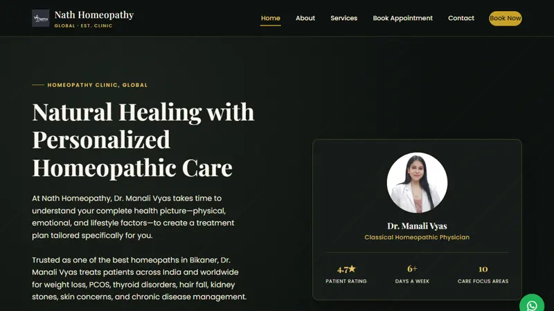 Nath Homeopathy website